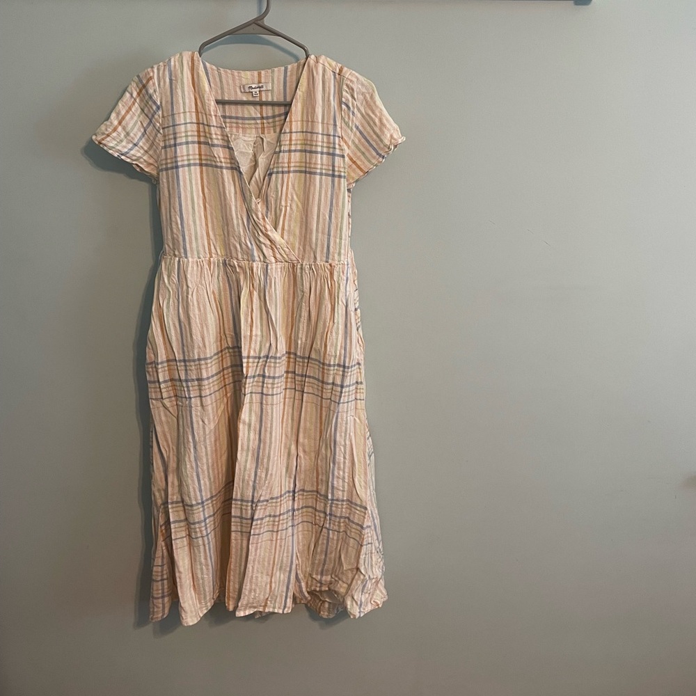 Madewell Striped Cream and Blue Dress